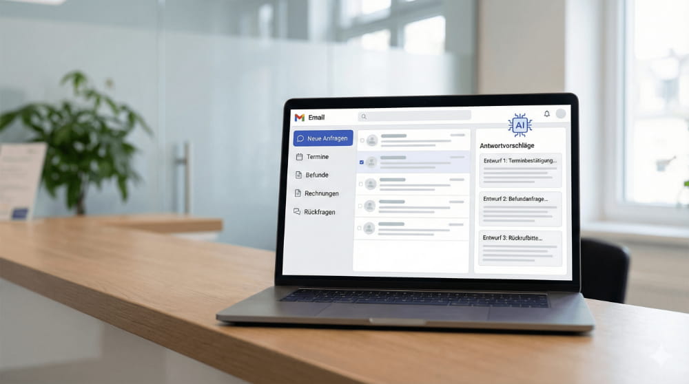 PraxisPlus KI-Assistent – Automatisierte E-Mail-Beantwortung und digitale Rezeption für Arztpraxen